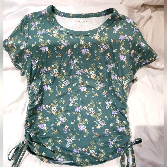 Arizona Crop Top Green with white flowers Size Large - Picture 1 of 1